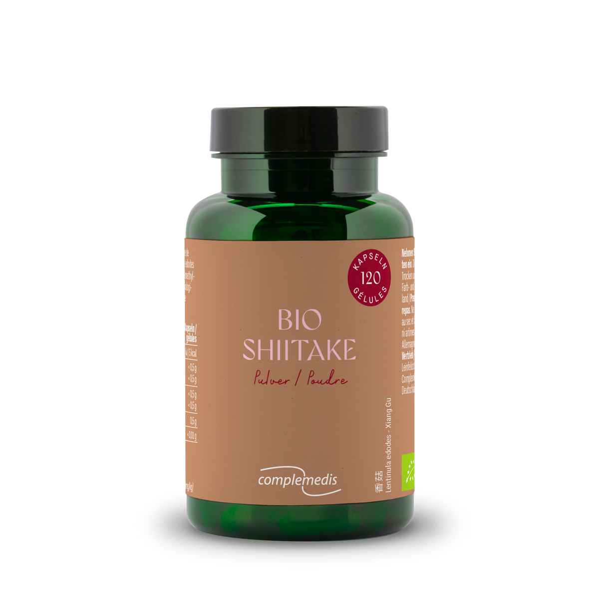Shiitake Pulver. Bio, Dose mit 120 Kapseln