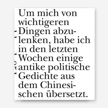 Buchcover von „Abscheu – Politische Gedichte aus dem alten China“. Schlichtes Design mit großem typografischem Titel auf weißem Hintergrund.