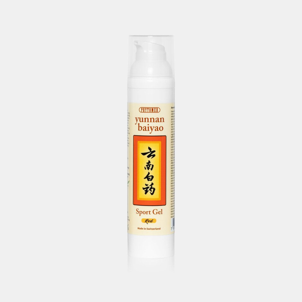 Yunnan Baiyao Sport Gel Red in einer 75-ml-Pumpflasche. Wärmendes Muskel- und Gelenkgel für Sportler & aktive Menschen.