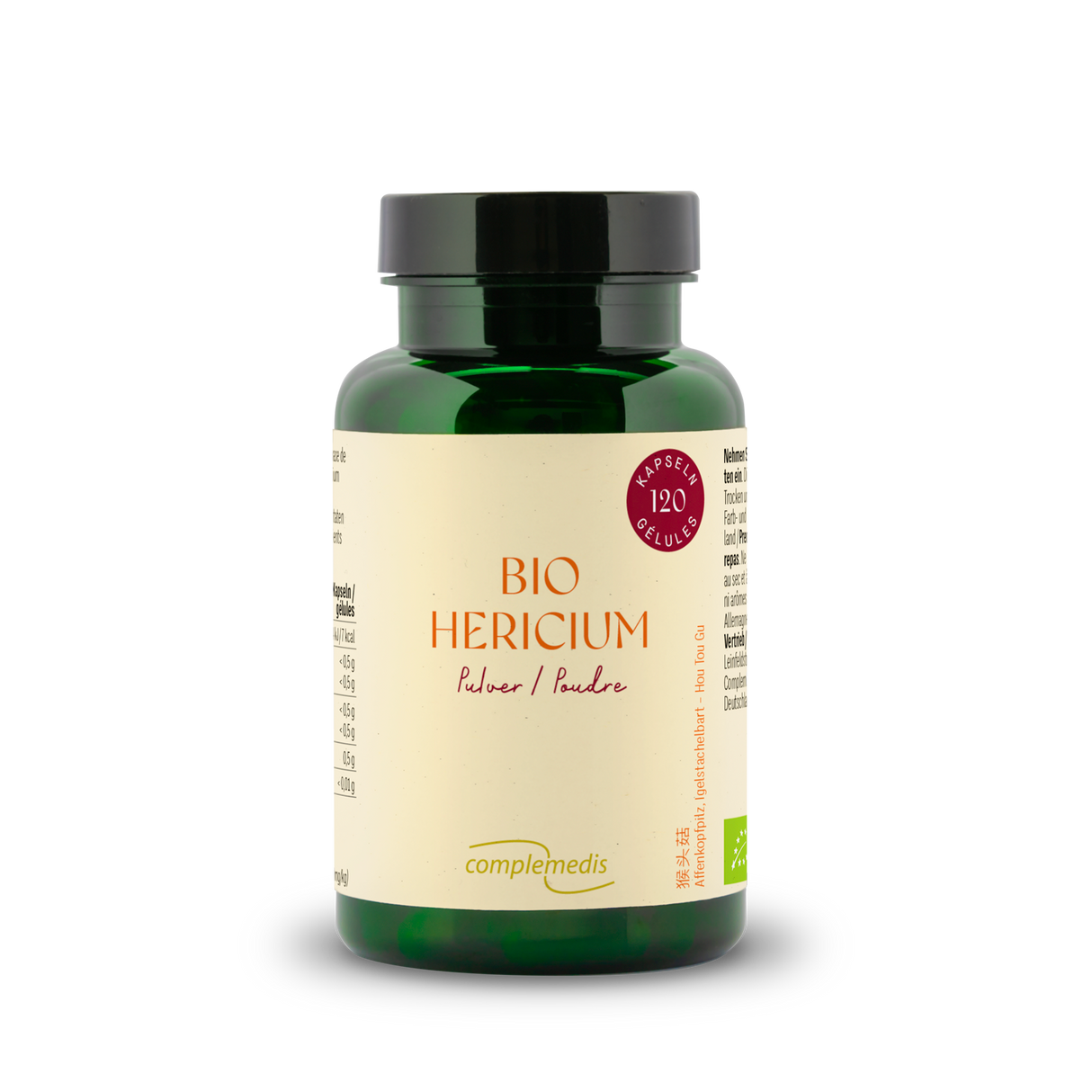 Hericium Pulver, Bio, Dose mit 120 Kapseln