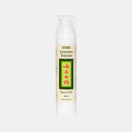 Yunnan Baiyao Sport Gel White in einer 75-ml-Pumpflasche. Kühlendes Muskel- und Gelenkgel für Regeneration & Entspannung.